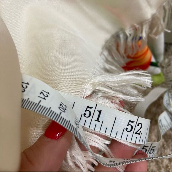 Lanvin Paris 100% Silk Ivory‎ Fringe End Scarf Appr 51”x28” - Picture 10 of 13